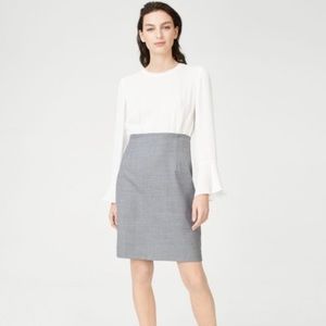 Club Monaco Marisse Dress Grey White Bell Sleeve 00
